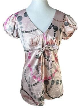 express baby Doll Y2K Pastel Pink Coquette Soft Girl Ballet Puff Sleeve Sz Xs